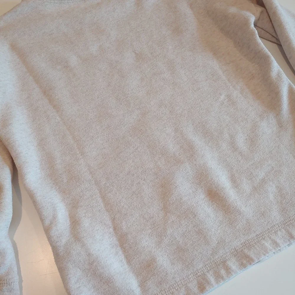 Old Navy | Oatmeal Metallic Gold Logo Long Sleeve Pullover Sweatshirt | M